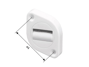 Selve Gurtführung aus Kunststoff, drehbar, mit Bürsteneinsatz und Leitrolle, bis 23 mm Gurt