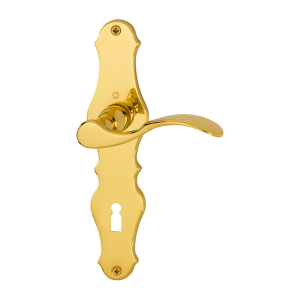 HOPPE Drückergarnitur mit Langschild Weimar M112SLN/2007, Messing, 11539033, BB-Lochung