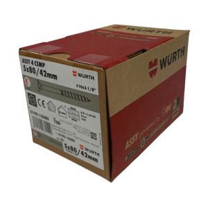 Würth ASSY 4 CSMP Universalschraube Stahl verzinkt Teilgewinde Senkfrästaschenkopf 5x80mm, 100 Stk