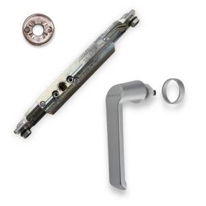 Schüco Reparaturset Getriebe Griff Rosette silber/EV1 (DIN Links) Aluminium 223285