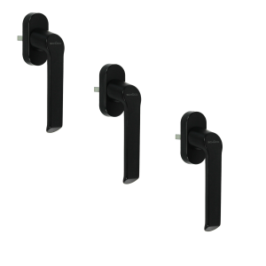 3er Sparset Schüco CT 70 Fenstergriff Akustik in schwarz